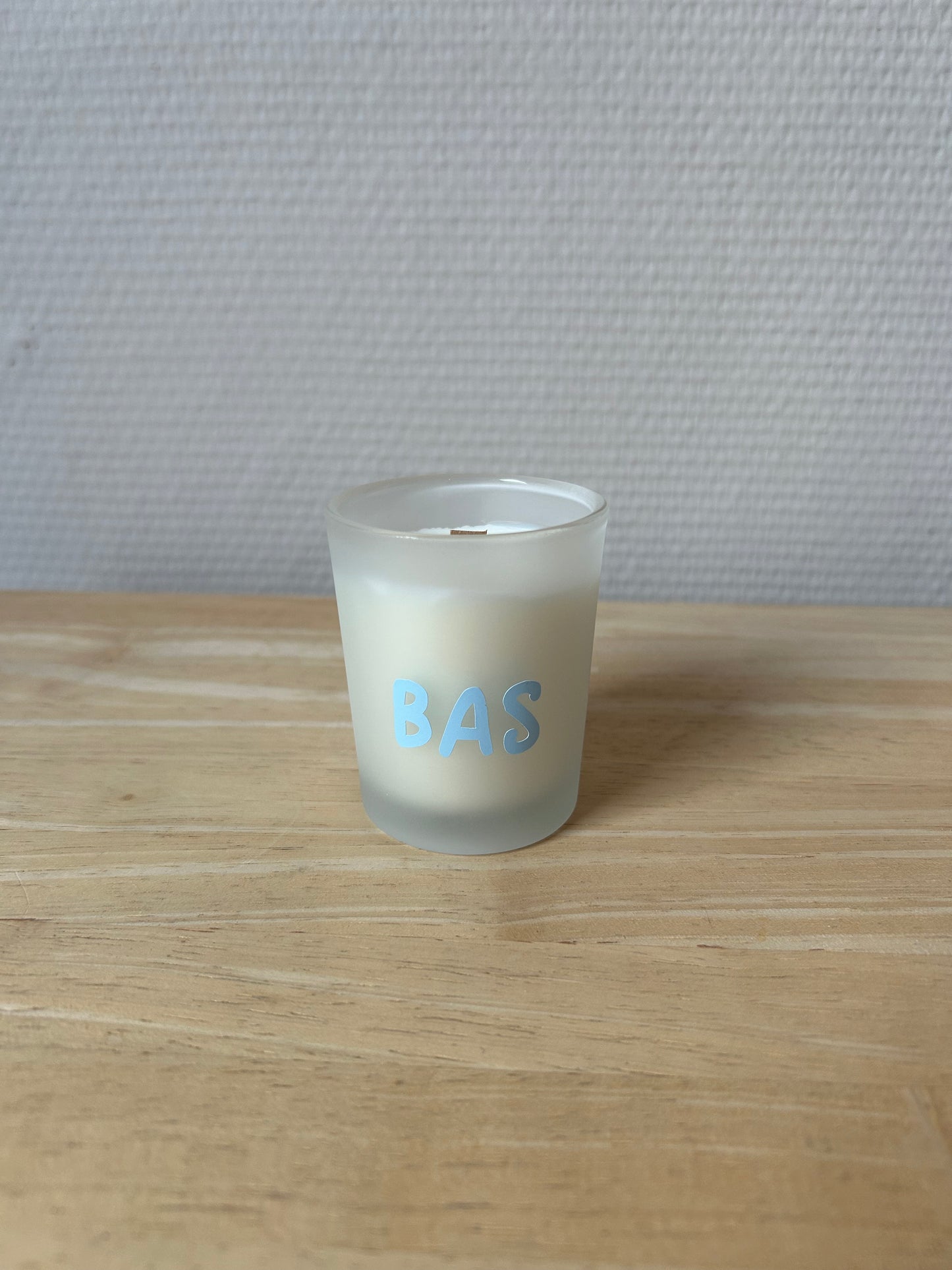 Gepersonaliseerd kaarsje met houten wiek - Wood wick candle
