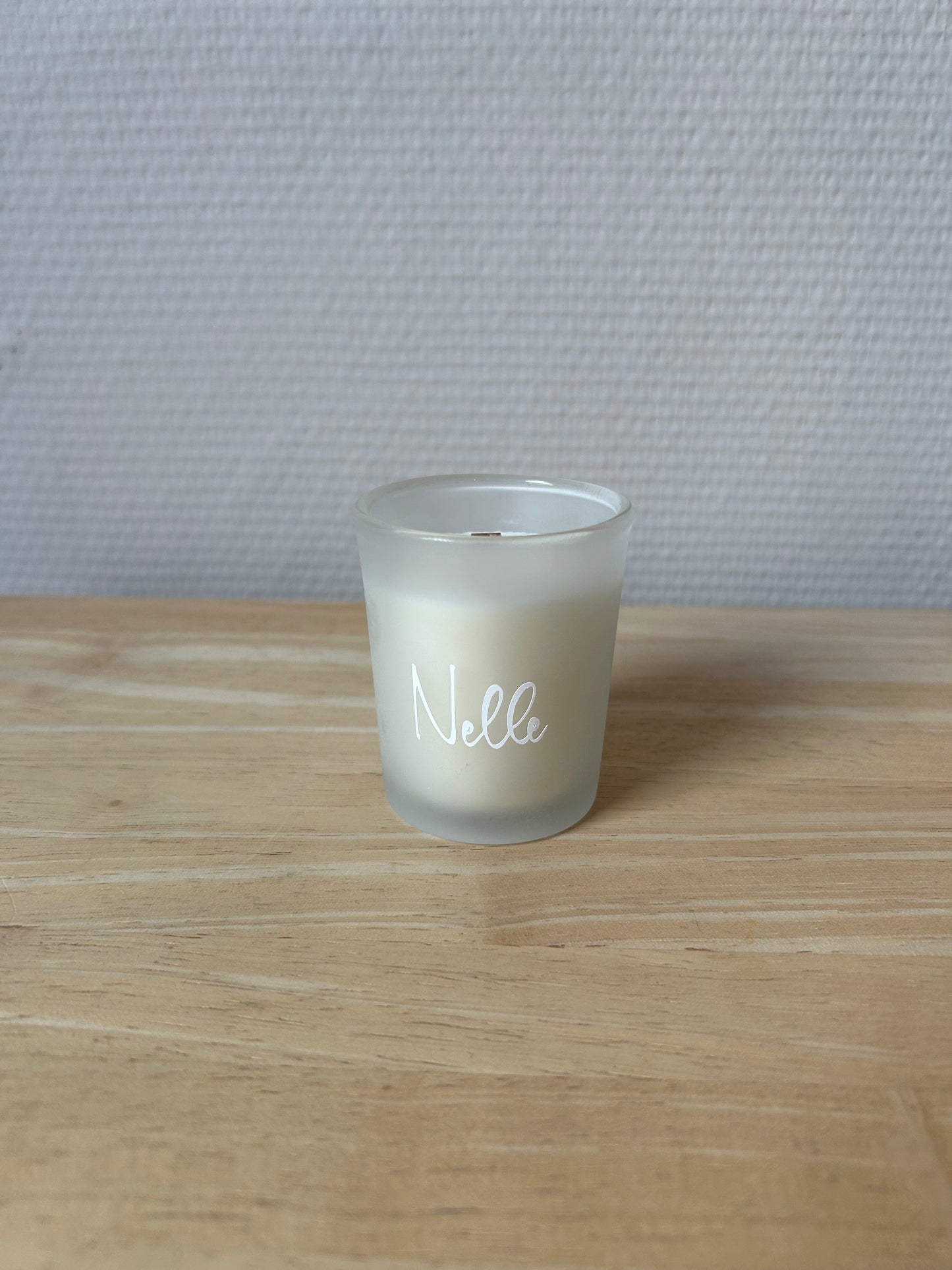 Gepersonaliseerd kaarsje met houten wiek - Wood wick candle