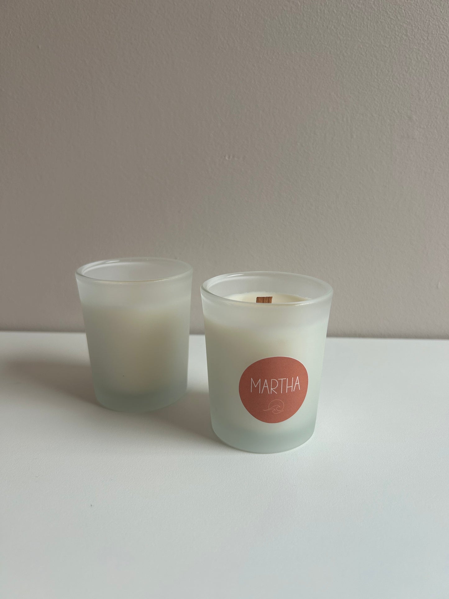 Gepersonaliseerd kaarsje met houten wiek - Wood wick candle