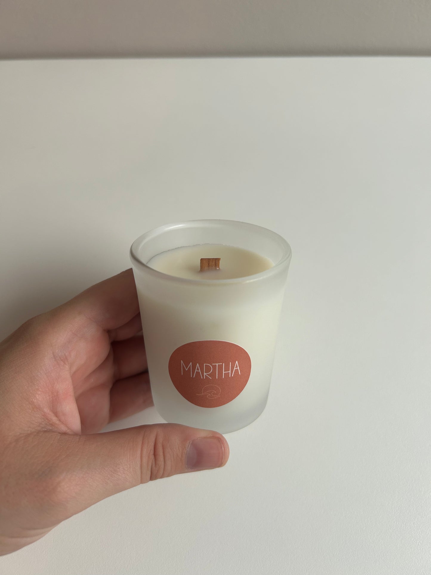 Gepersonaliseerd kaarsje met houten wiek - Wood wick candle