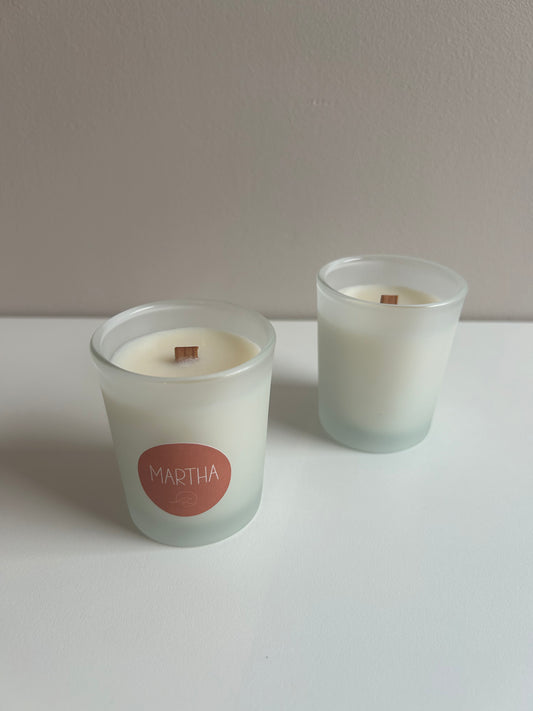Gepersonaliseerd kaarsje met houten wiek - Wood wick candle