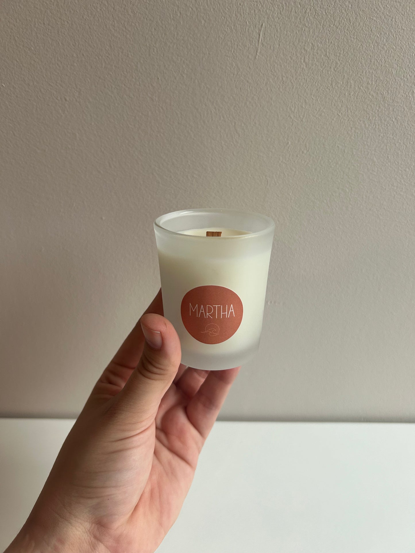 Gepersonaliseerd kaarsje met houten wiek - Wood wick candle