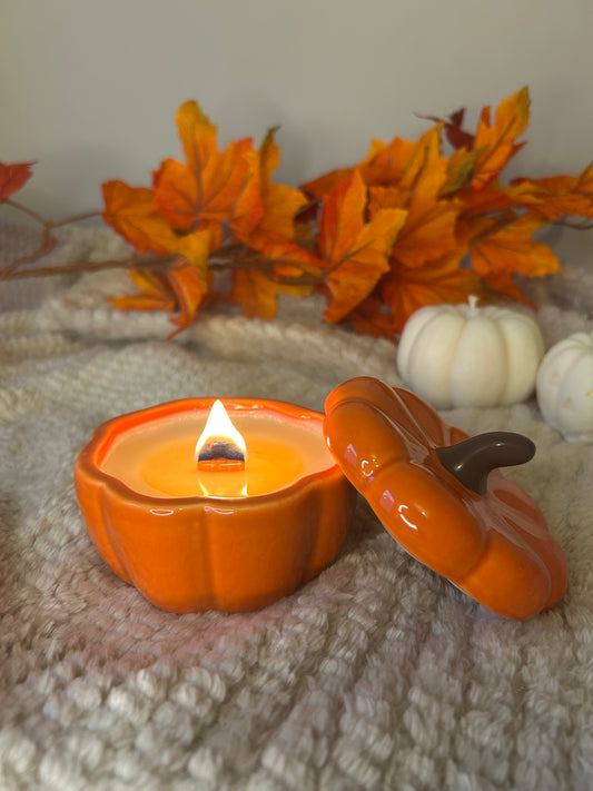 Pompoen kaars keramiek - Pumpkin jar candle