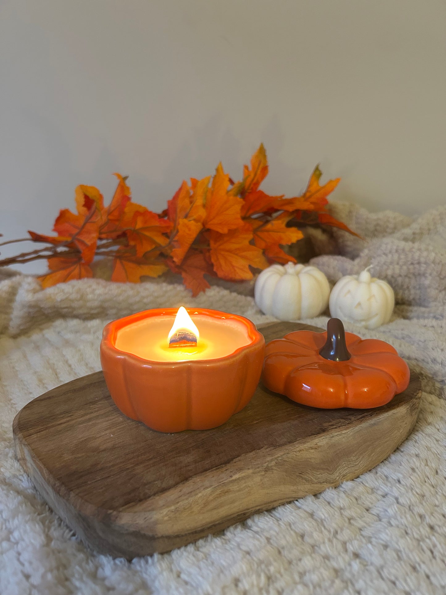 Pompoen kaars keramiek - Pumpkin jar candle