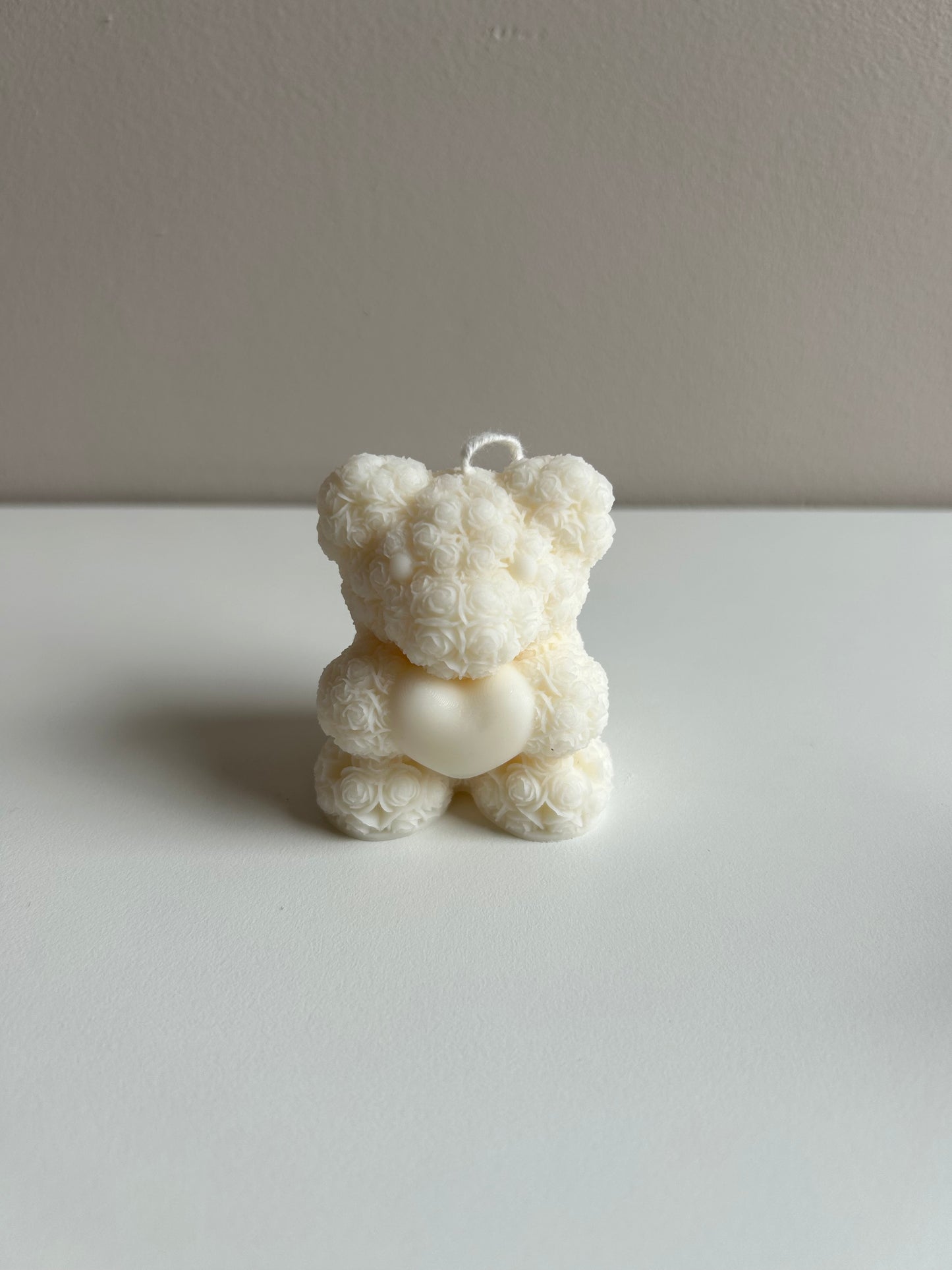 Beer kaars met hartje - Rose teddy candle with heart
