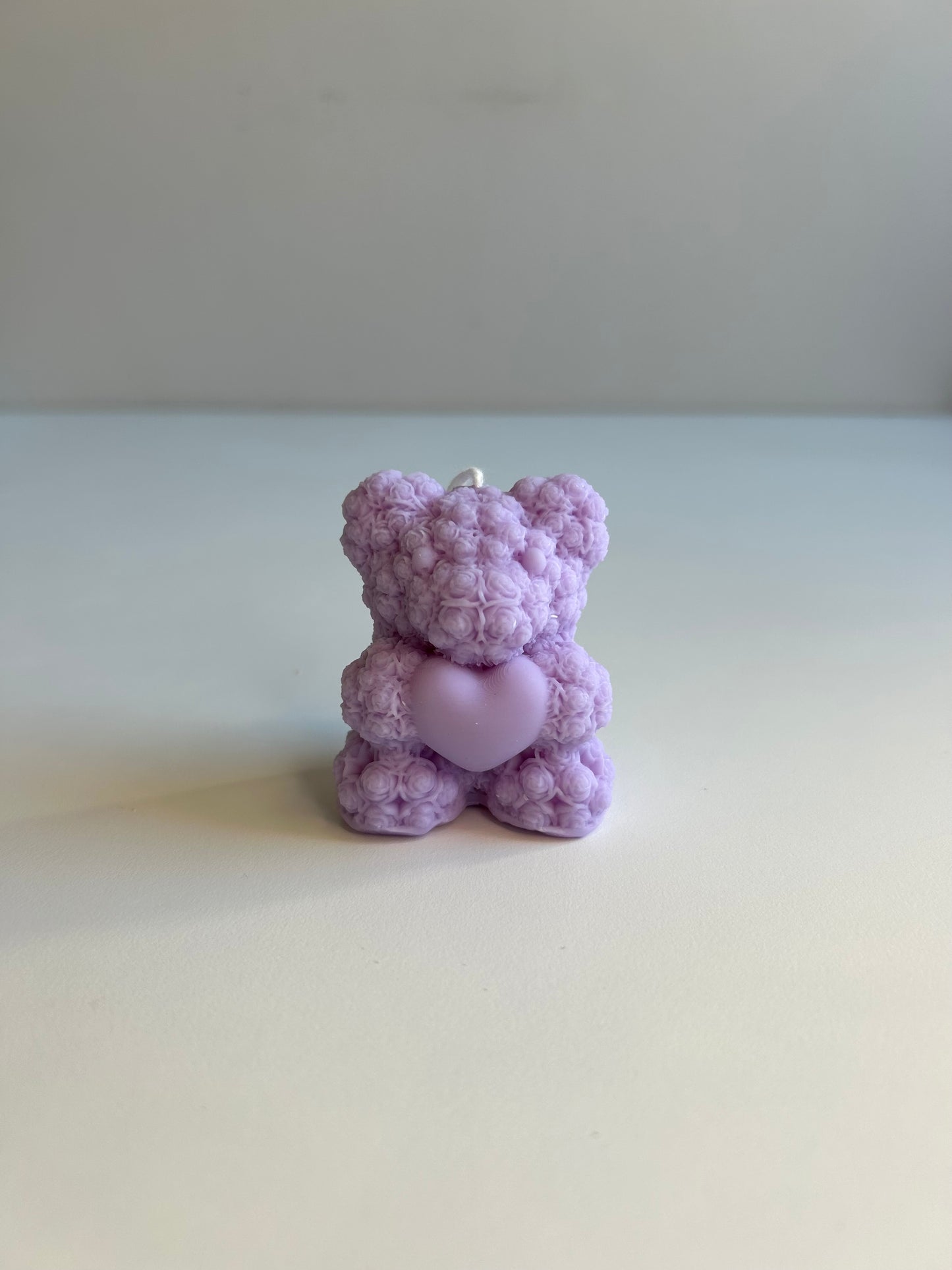Beer kaars met hartje - Rose teddy candle with heart
