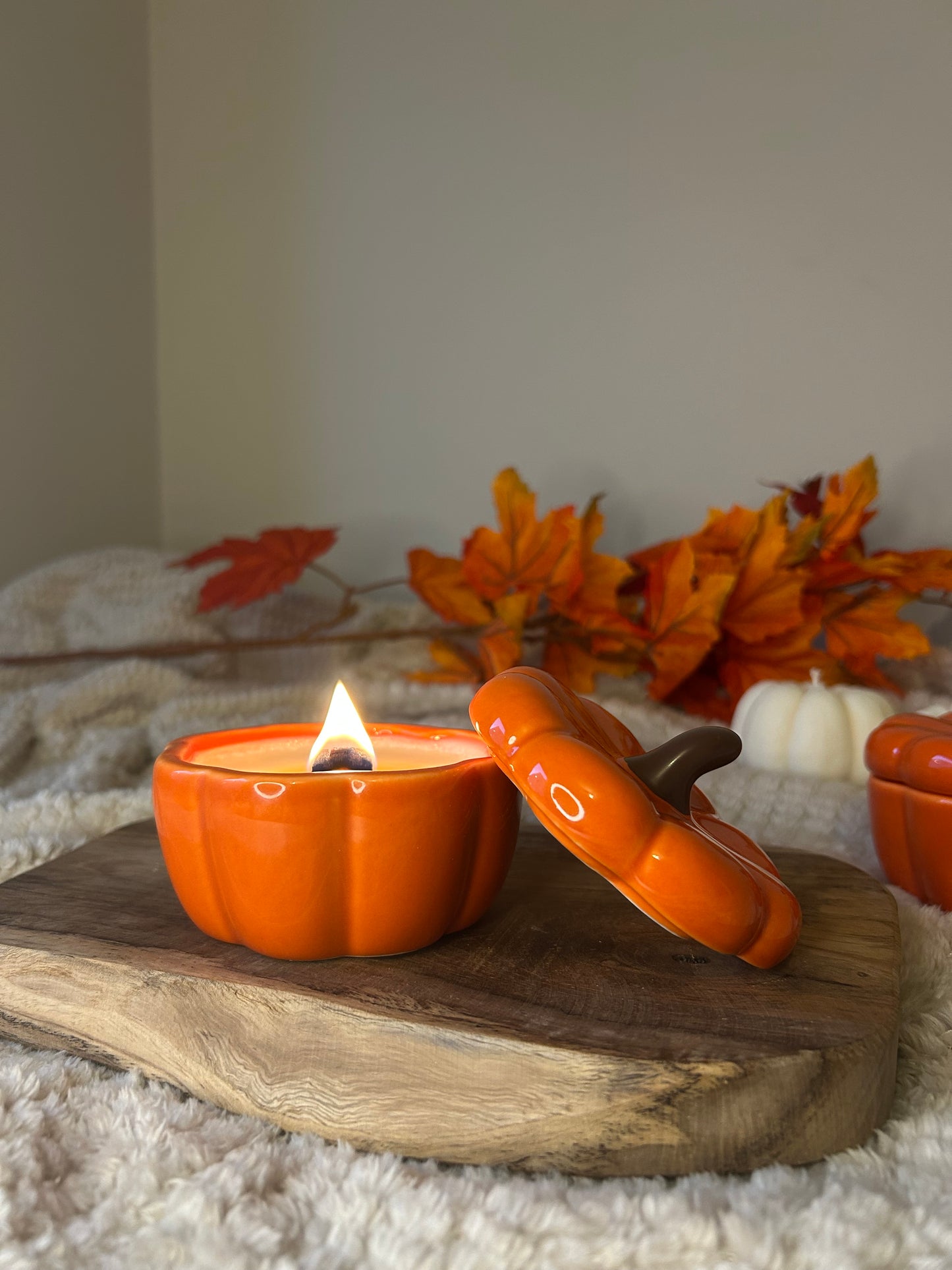 Pompoen kaars keramiek - Pumpkin jar candle
